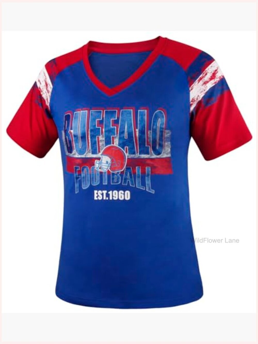 Women's Football Raglan Sleeve V-Neck T-Shirt Fan Gear Tee - Picture 4 of 7